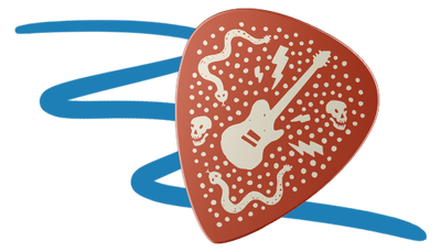 guitar pick with squiggly lines graphic